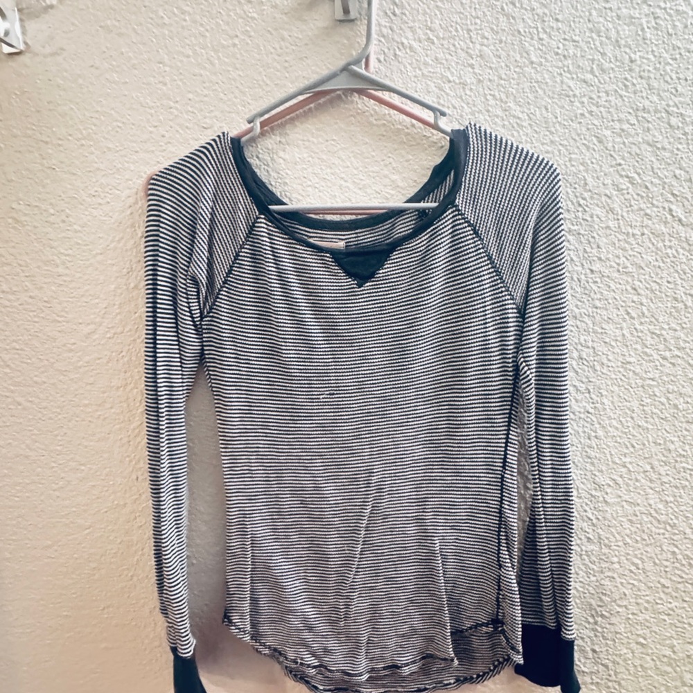 Striped Long Sleeve Top - Black and White